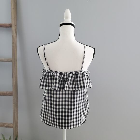 A New Day Checkered Flounce Spaghetti Strapped Top Size S - Picture 2 of 6